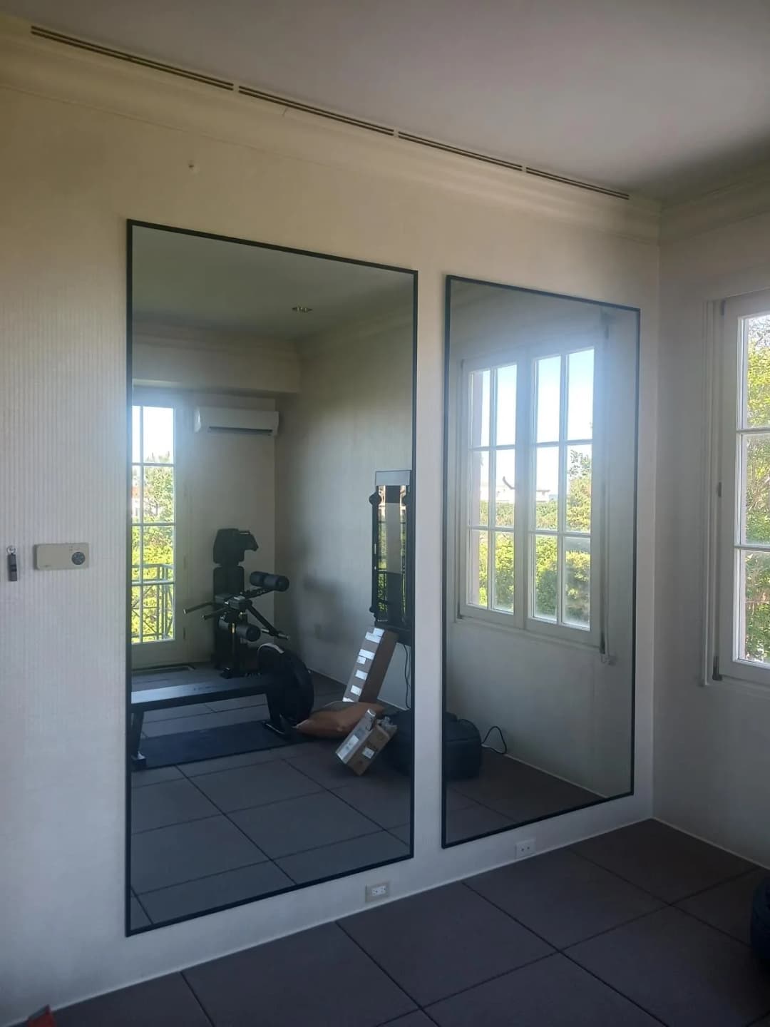 home gym mirror wall install
