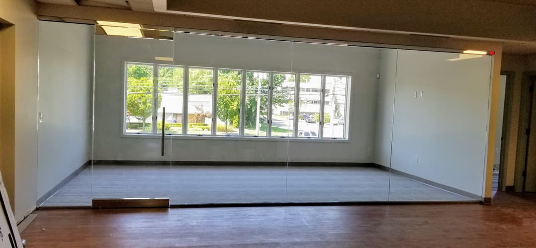large glass partition room, school/community