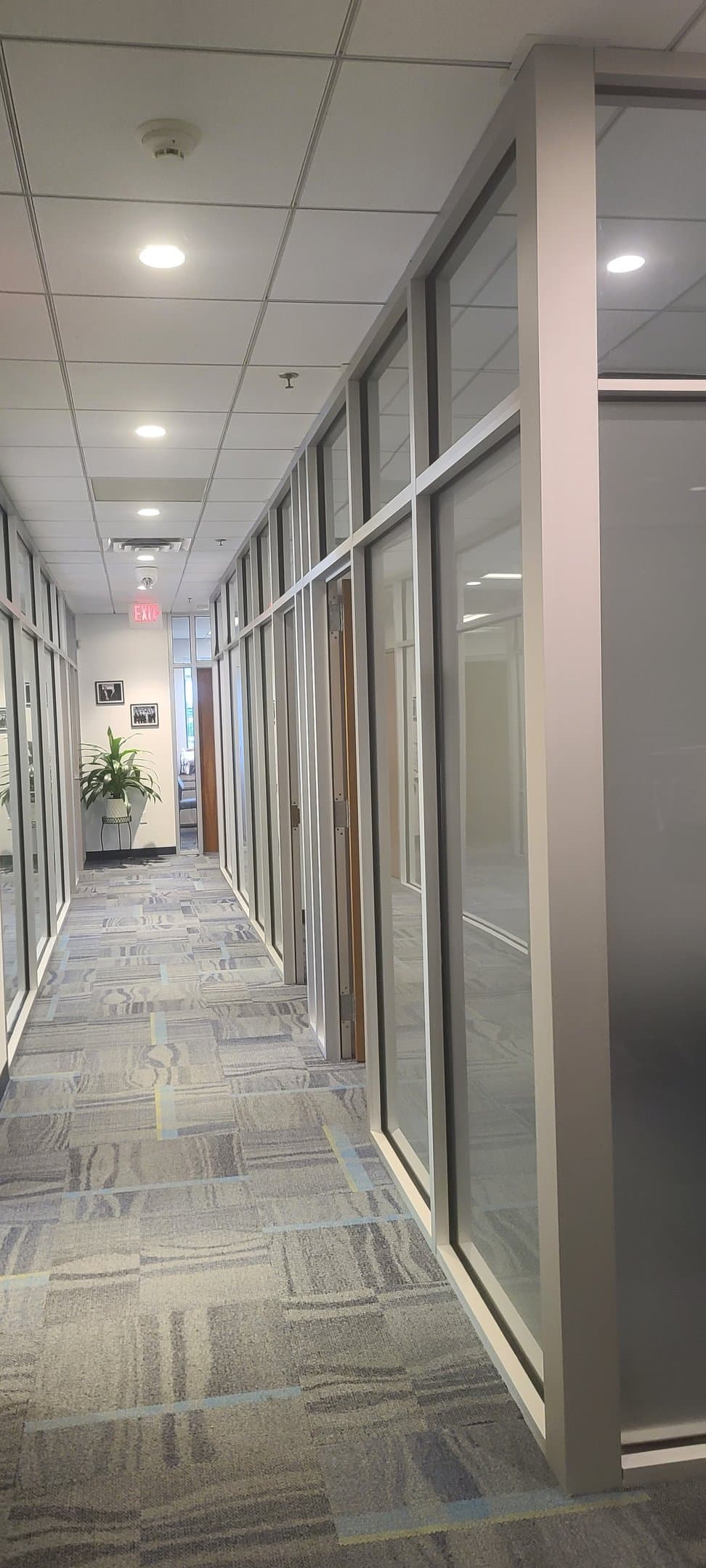 office corridor, glass partition walls