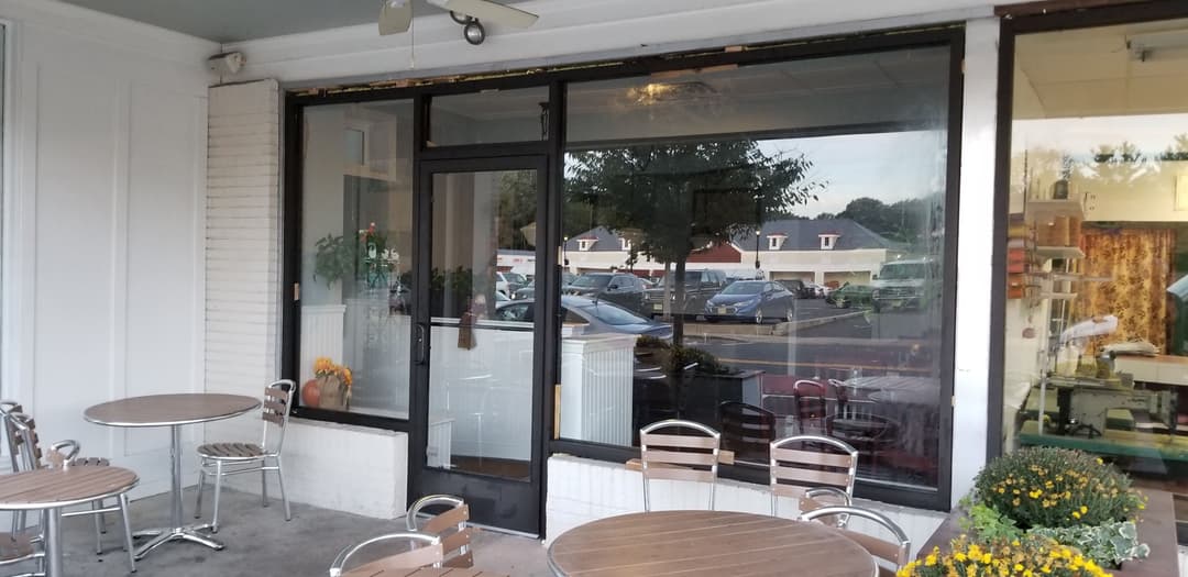 commercial cafe storefront glass door
